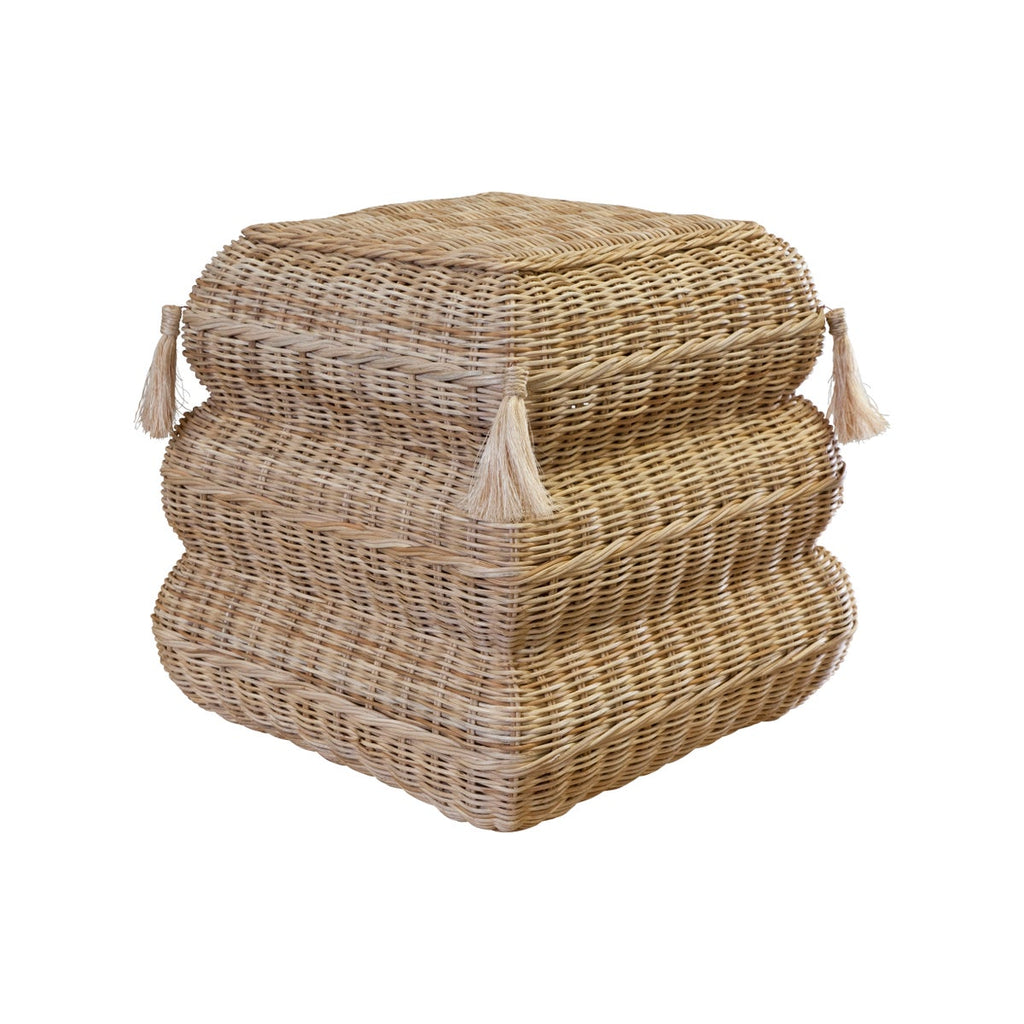 Tassled Handwoven Rattan Stool - The Well Appointed House