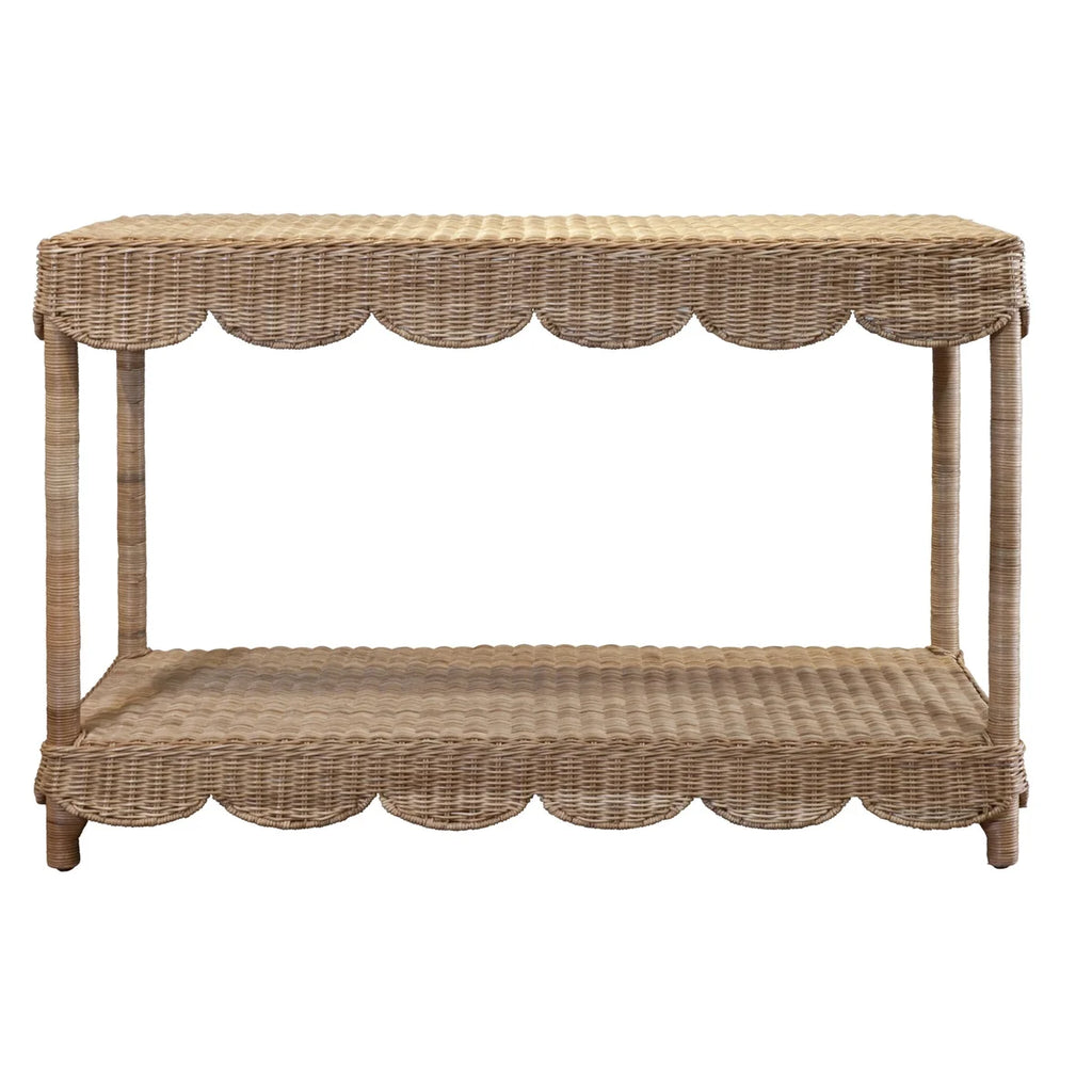 50" Scalloped Woven Coco Console Table - The Well Appointed House