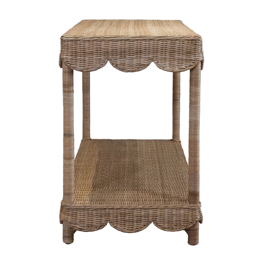50" Scalloped Woven Coco Console Table - The Well Appointed House