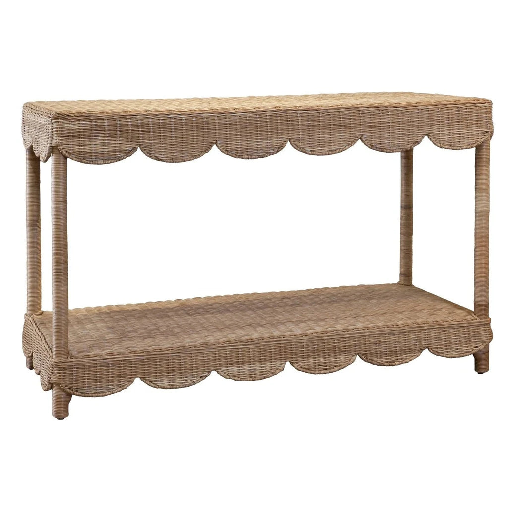 50" Scalloped Woven Coco Console Table - The Well Appointed House