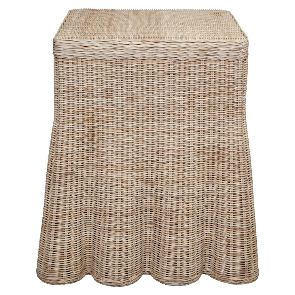 Harvested Rattan Scalloped Square Side Table - The Well Appointed House