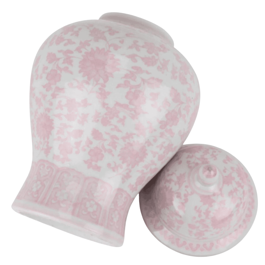 Medium Pink & White Floral Porcelain Ginger Jar - Vases & Jars - The Well Appointed House