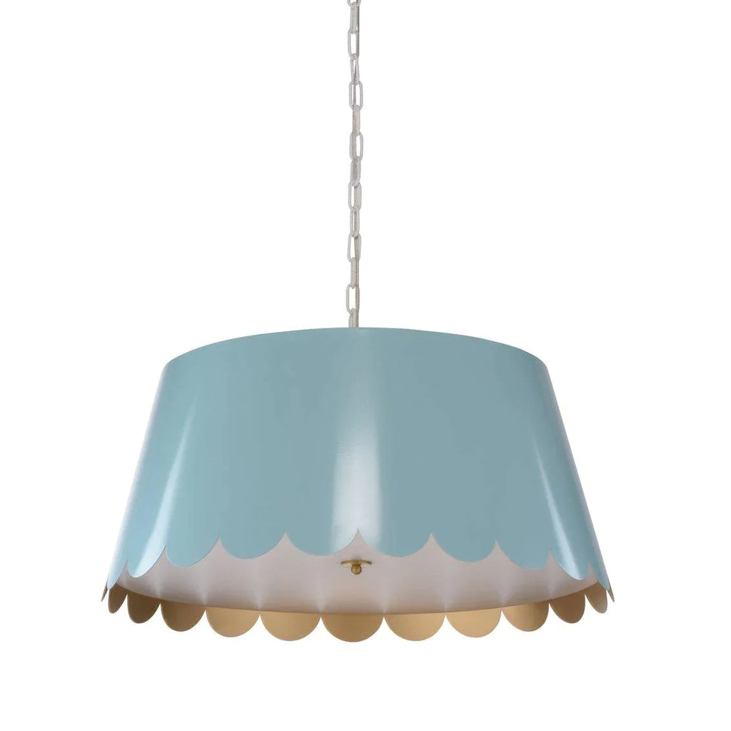 Meg Braff Large Sky Blue Scalloped Pendant Light - Chandeliers & Pendants - The Well Appointed House