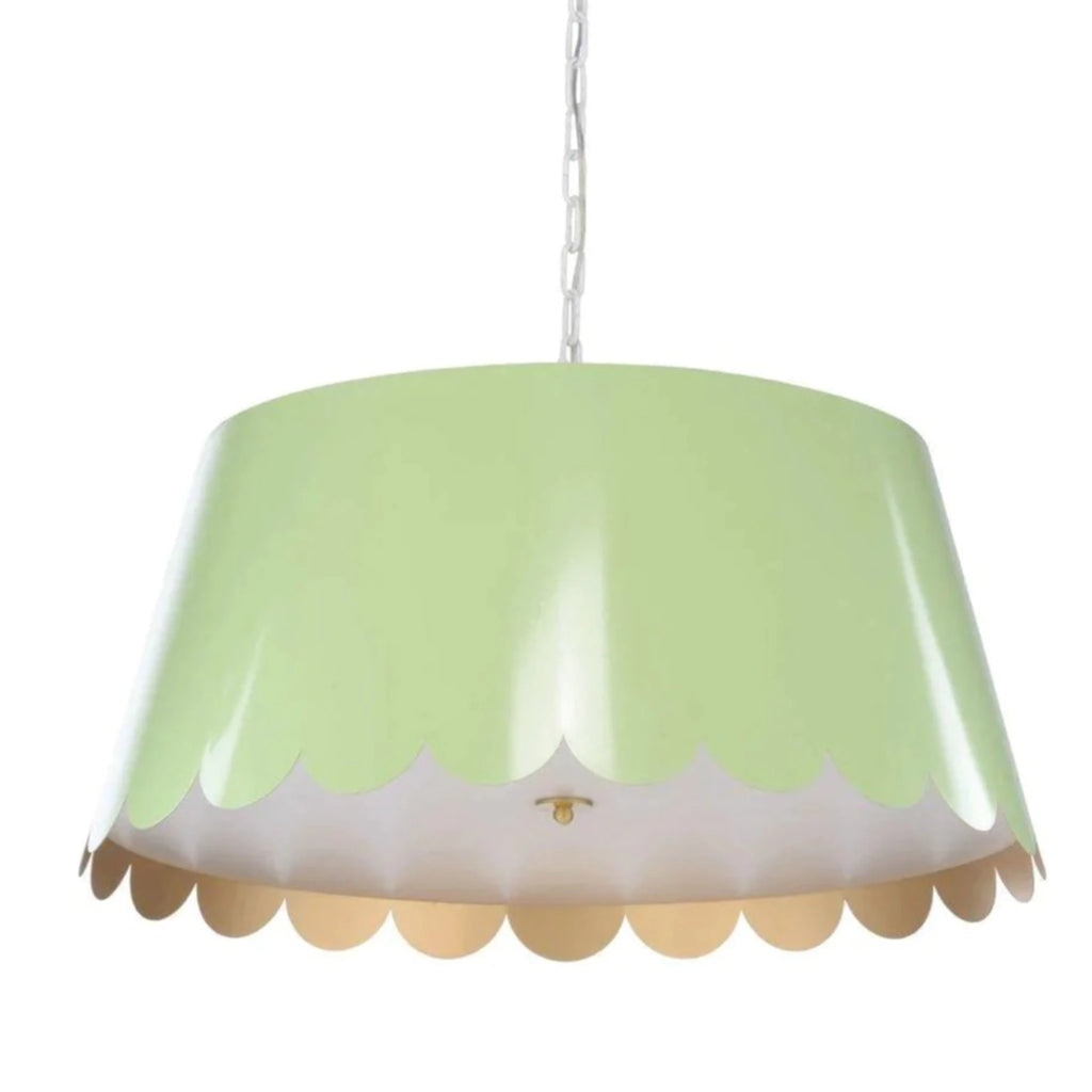 Meg Braff Large Spring Green Scalloped Pendant Light - Chandeliers & Pendants - The Well Appointed House