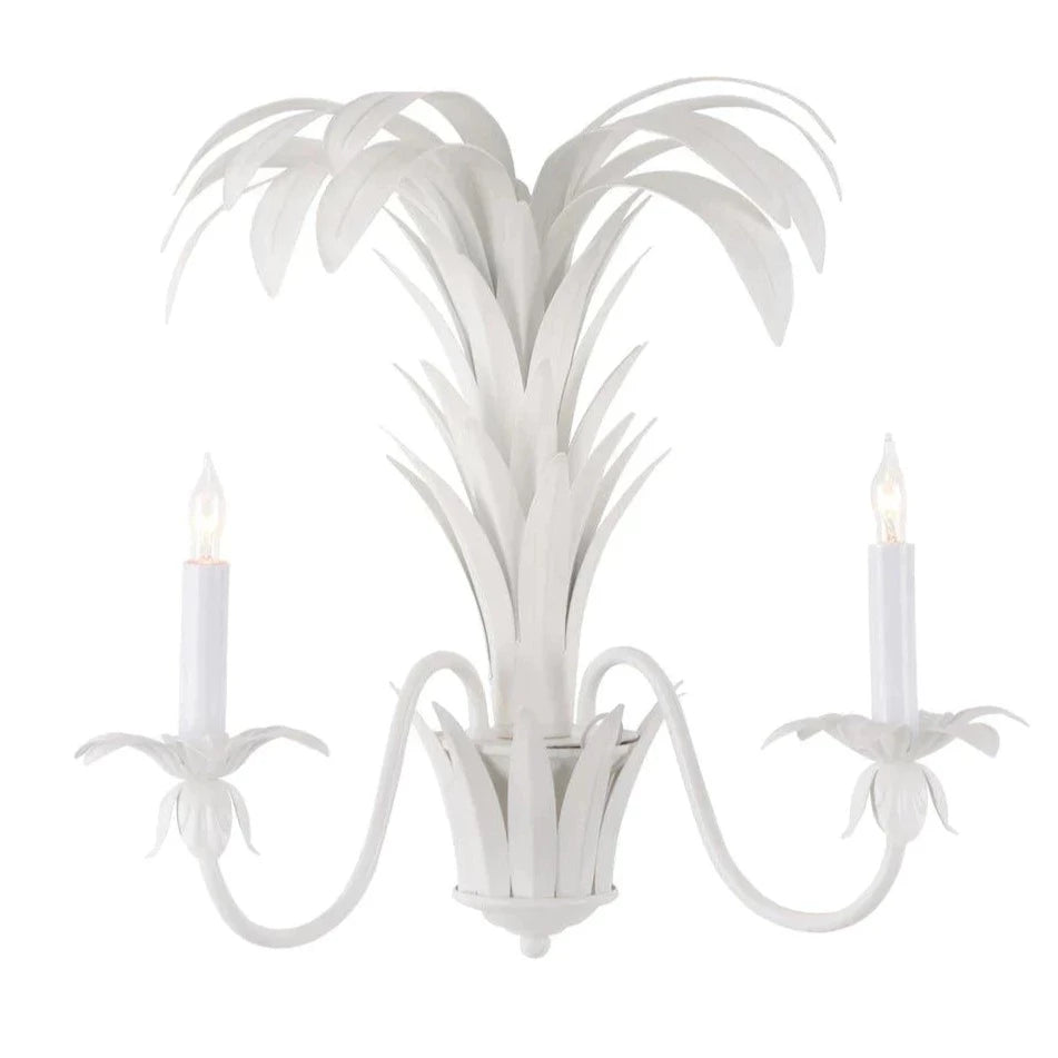 Meg Braff Two Arm White Tole Wall Sconce - Sconces - The Well Appointed House