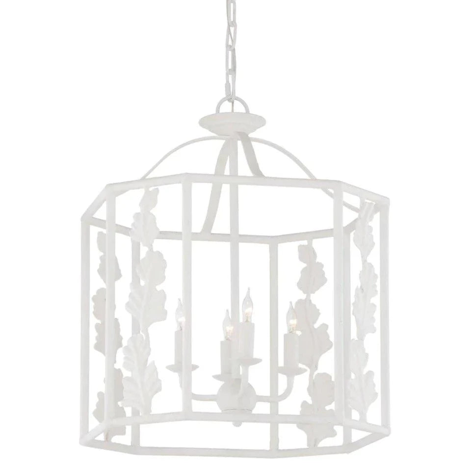 Meg Braff White Tropical Leaf Four Light Lantern - Chandeliers & Pendants - The Well Appointed House