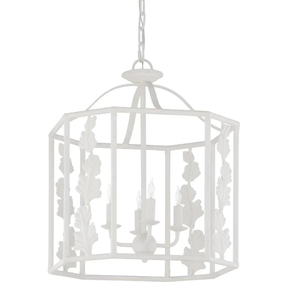 Meg Braff White Tropical Leaf Four Light Lantern - Chandeliers & Pendants - The Well Appointed House
