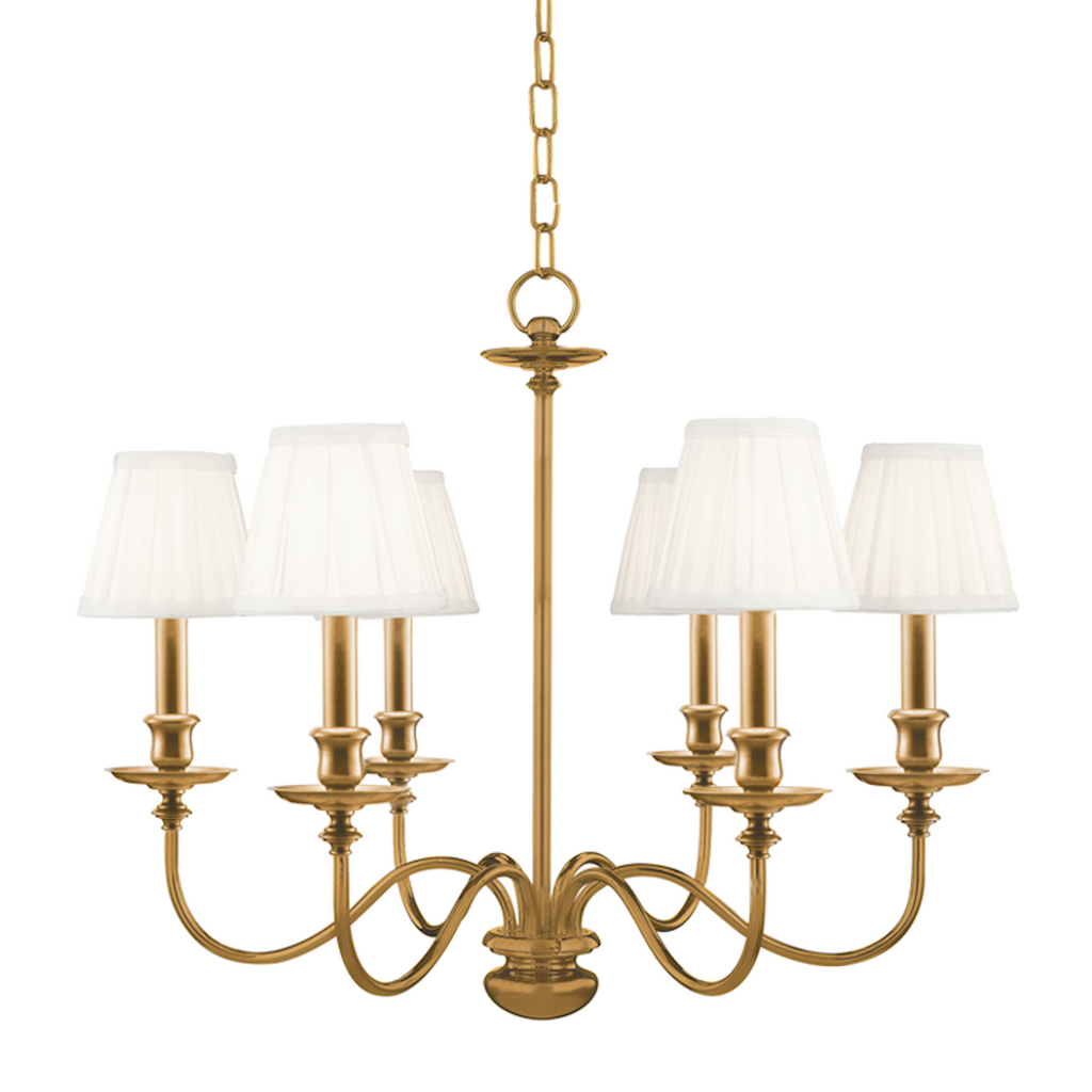 Aged Brass Menlo Park Six Lamp Chandelier - The Well Appointed House