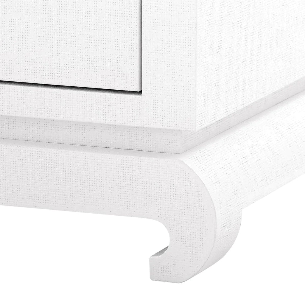 Meredith Extra Large 4-Door Cabinet in Chiffon White Lacquered Grasscloth - Sideboards & Consoles - The Well Appointed House