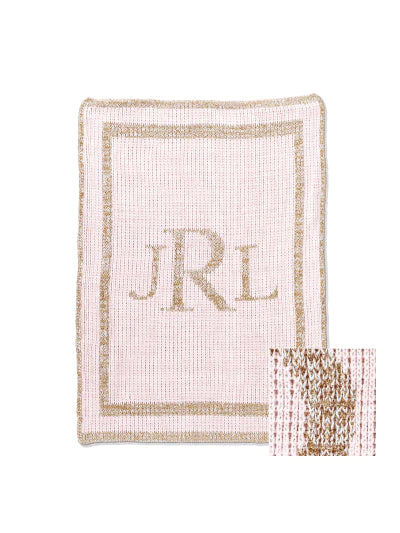 Metallic Classic Monogram Blanket - Baby Gifts - The Well Appointed House