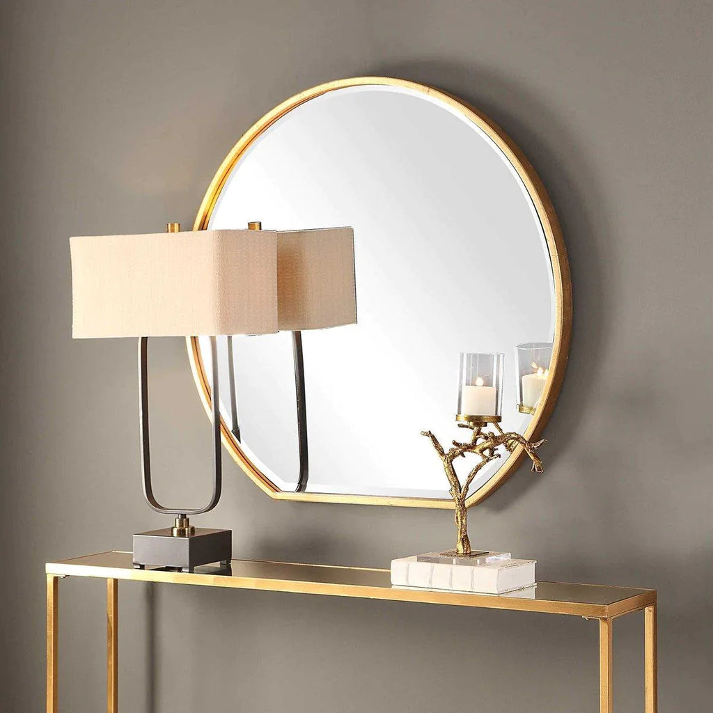 Metallic Gold Leaf Framed Circular Wall Mirror - Wall Mirrors - The Well Appointed House