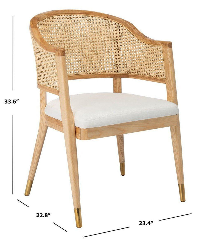 Mid Century Cane Back Rattan Dining Chair With Upholstered Seat - Accent Chairs - The Well Appointed House