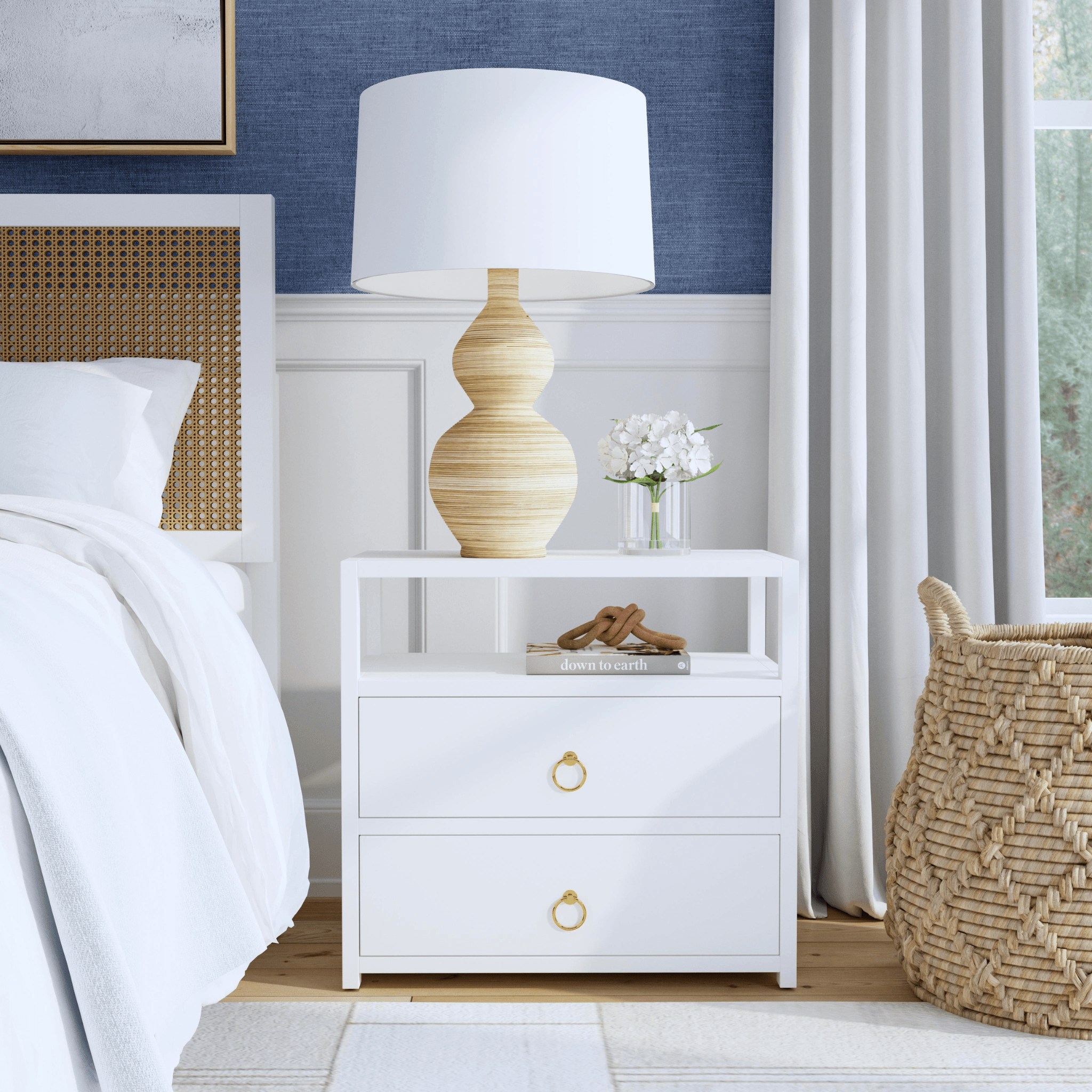 Minimalist White Two Drawer Wood Nightstand The Well Appointed House