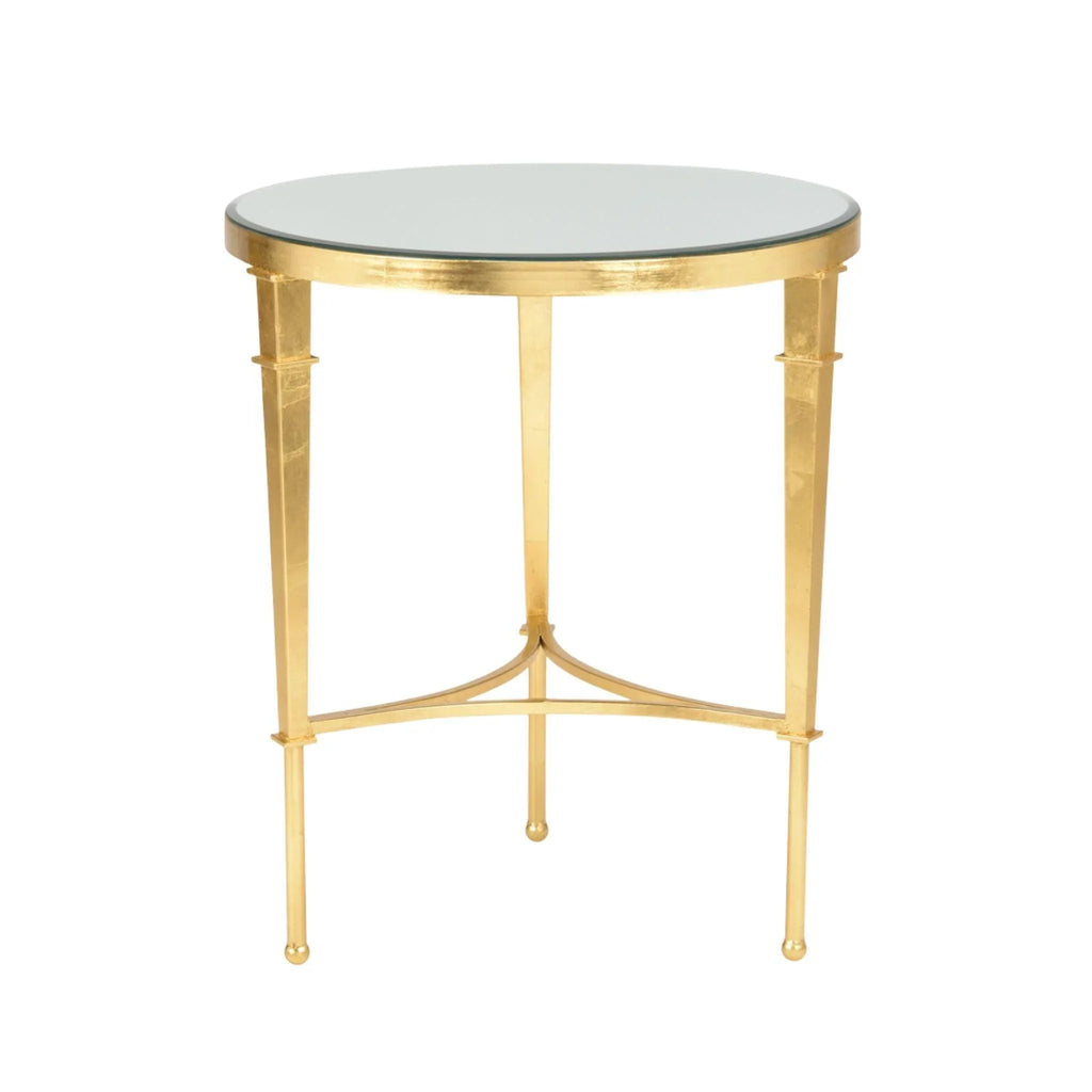 Mirrored Top Gold Leaf Finished Round Side Table - Side & Accent Tables - The Well Appointed House