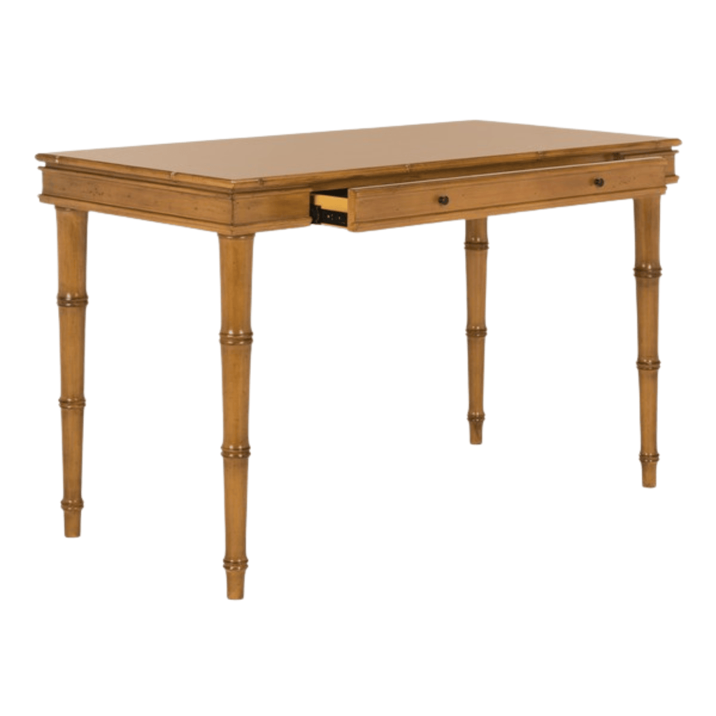 Modern Bamboo Writing Desk in Brown Lacquer - Desks & Desk Chairs - The Well Appointed House