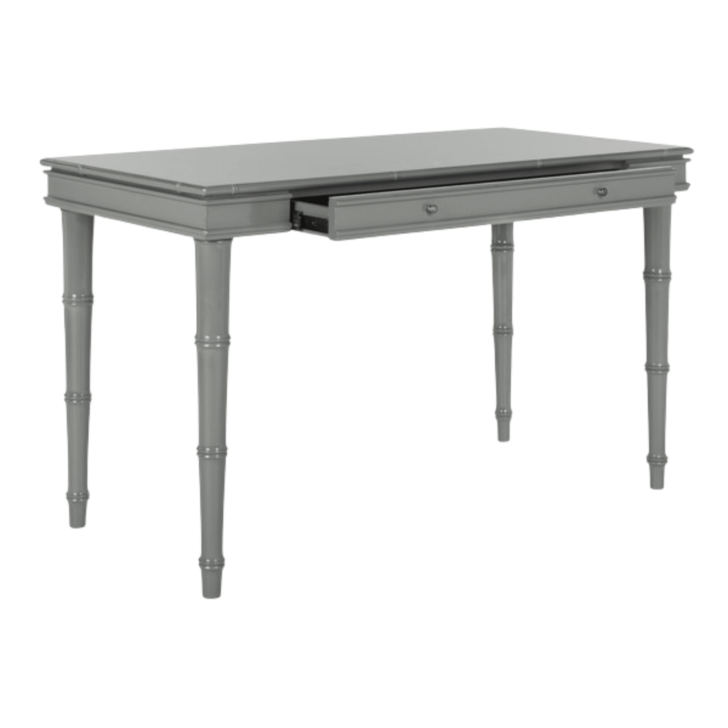 Modern Bamboo Writing Desk in Grey Lacquer - Desks & Desk Chairs - The Well Appointed House