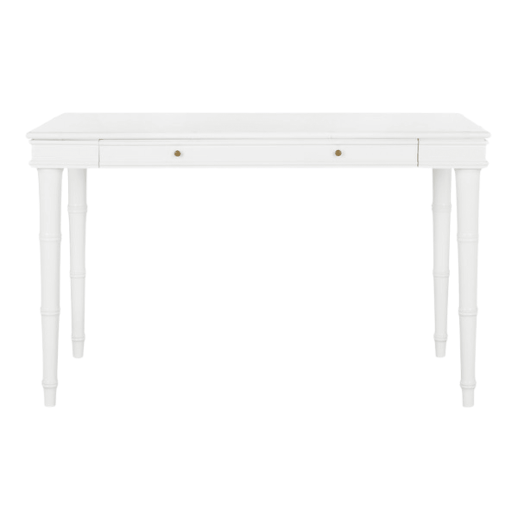 Modern Bamboo Writing Desk in White Lacquer - Desks & Desk Chairs - The Well Appointed House