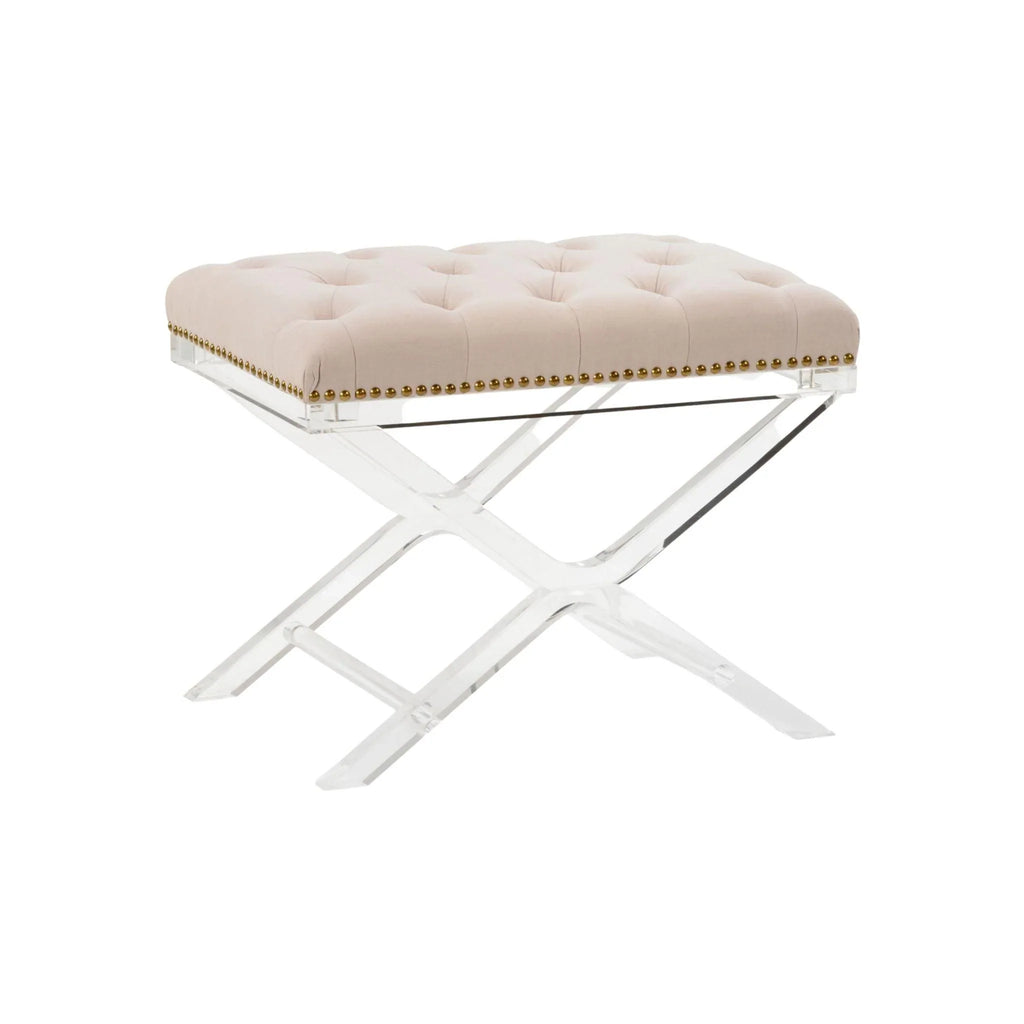 Modern Glam Clear Acrylic Tufted Bench With Nail Head Trim - Benches - The Well Appointed House