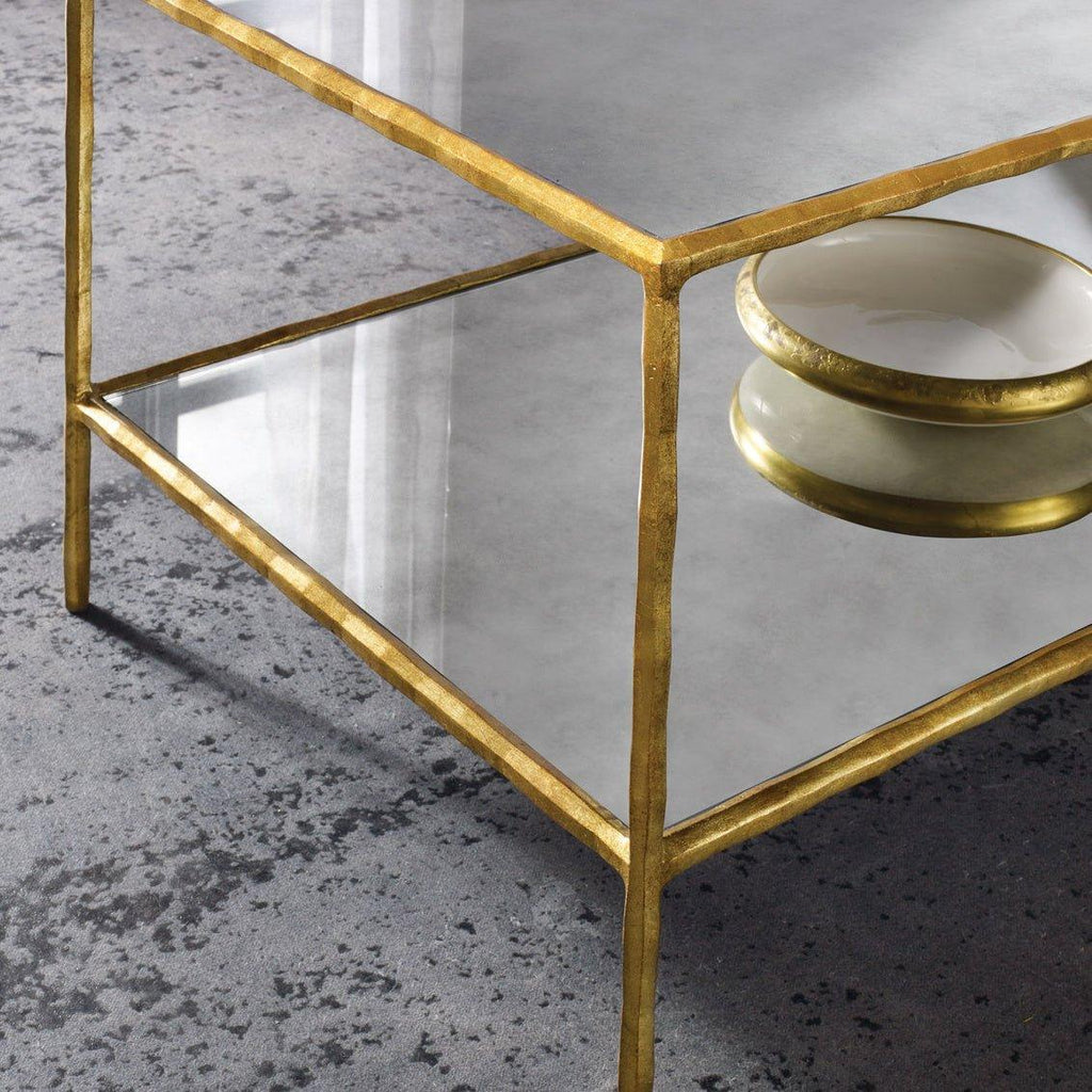 Modern History Organic Square Cocktail Table in Gold Leaf - Coffee Tables - The Well Appointed House