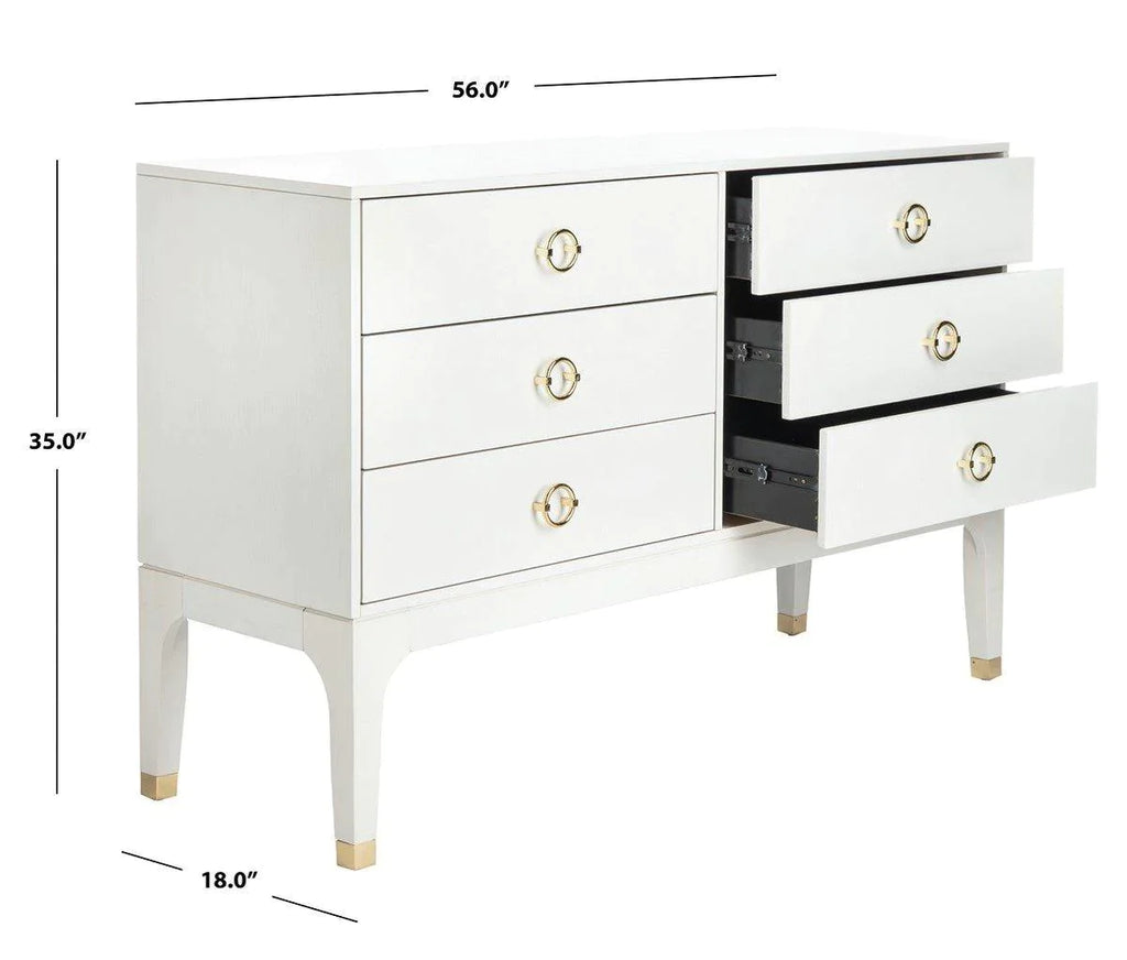 Modern White 6 Drawer Dresser With Brass Hardware - Dressers & Armoires - The Well Appointed House