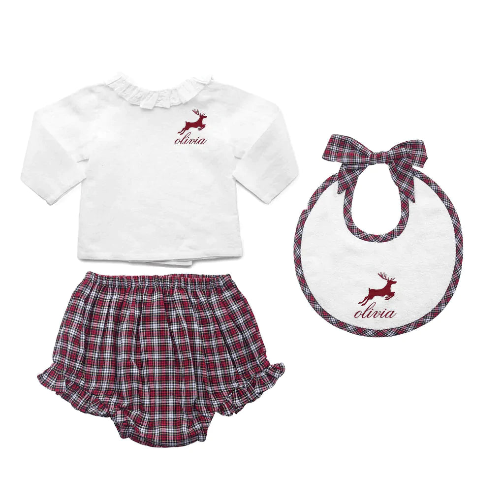 Monogrammed Tartan Frill Gift Set for Newborn - Baby Gifts - The Well Appointed House
