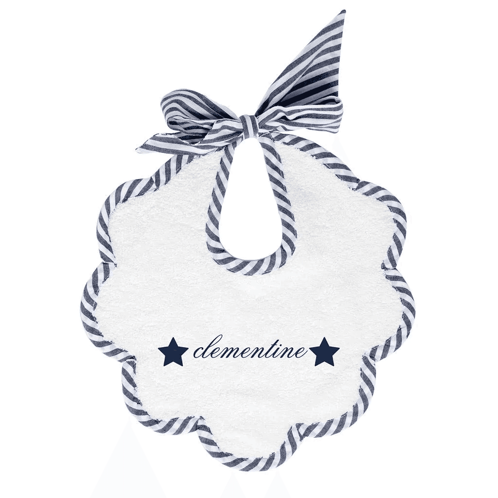 Monogrammed White Linen Scalloped Bib - Baby Gifts - The Well Appointed House