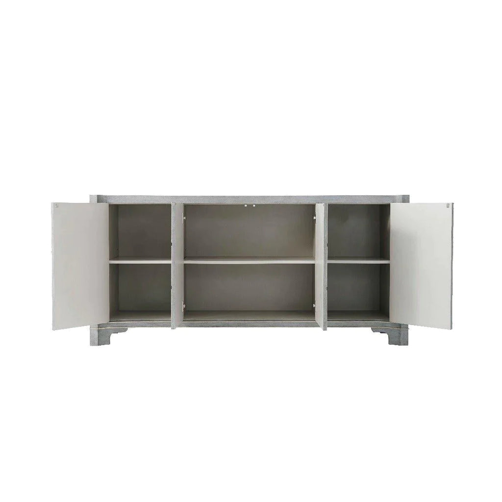 Morning Room Grey Fretwork Cabinet with Four Doors and Adjustable Shelf - Sideboards & Consoles - The Well Appointed House