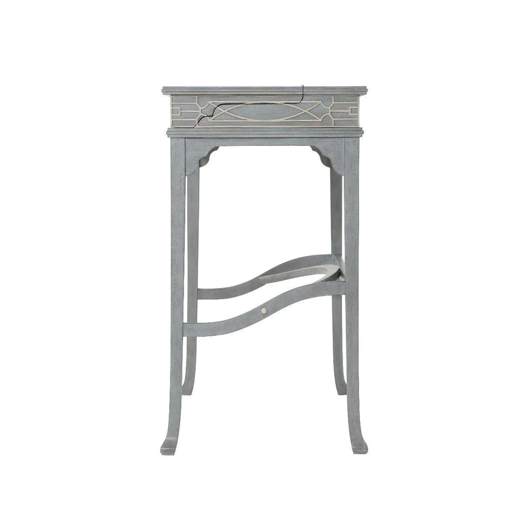 Morning Room Grey Fretwork Campaign Desk with Fold-Over Top - Desks & Desk Chairs - The Well Appointed House