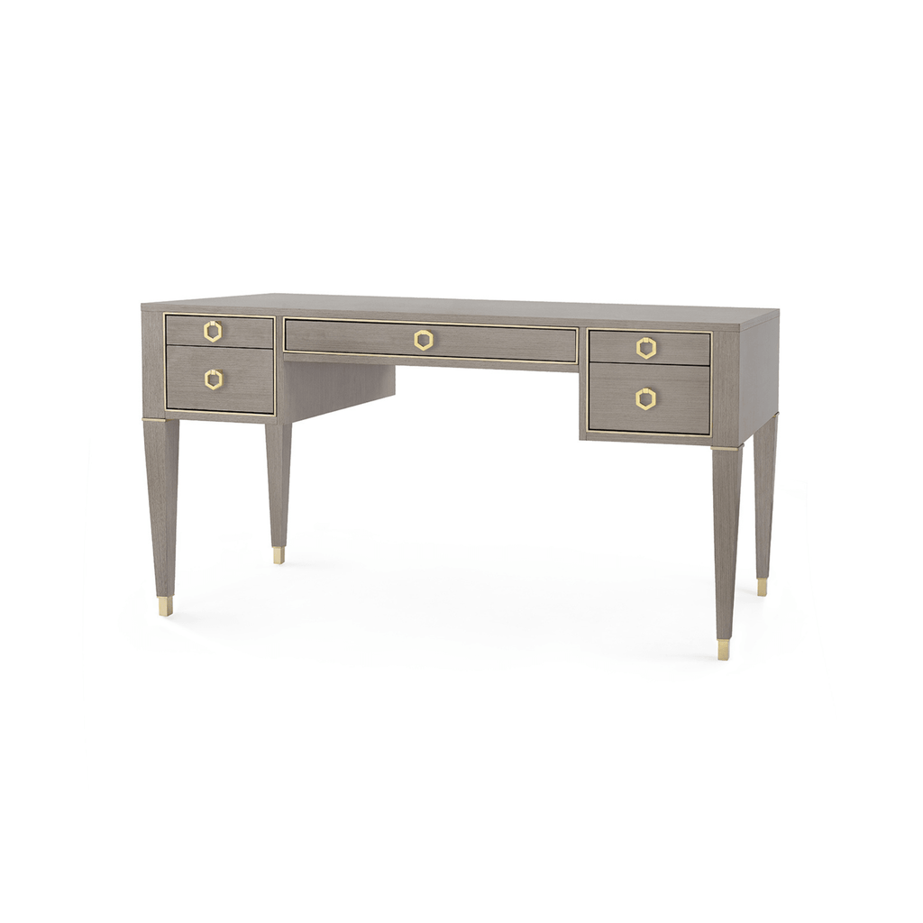 Morris Desk in Taupe Gray and Champagne - Desks & Desk Chairs - The Well Appointed House
