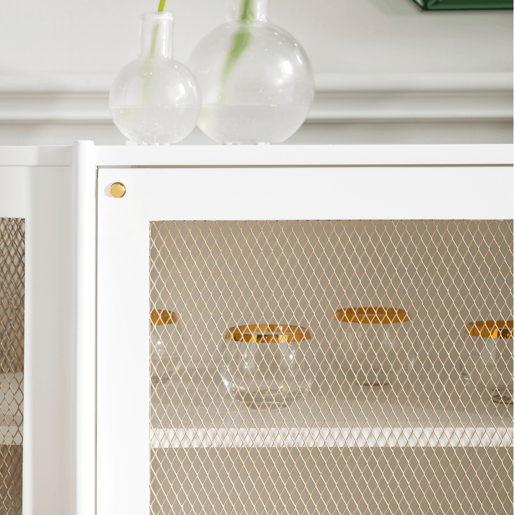 Nadia Two Door Cabinet in Vanilla with Brass Accents - Buffets & Sideboards - The Well Appointed House