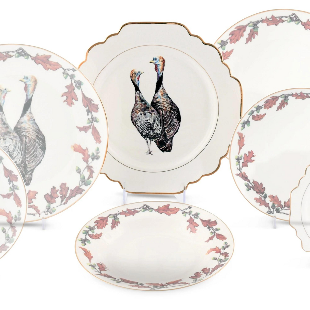 Narragansett Turkey Design Scalloped Dinnerware - The Well Appointed House 