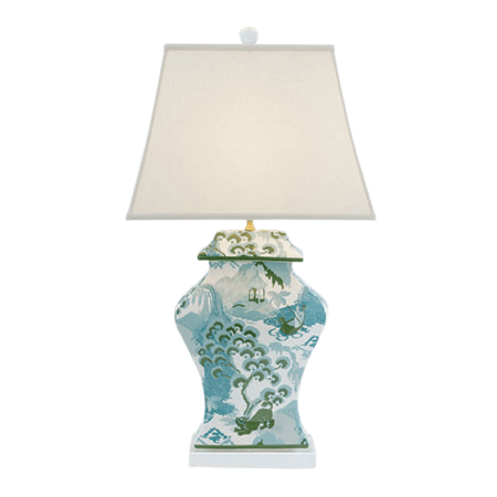 Narrow Celadon Porcelain Jar Lamp With Shade - Table Lamps - The Well Appointed House