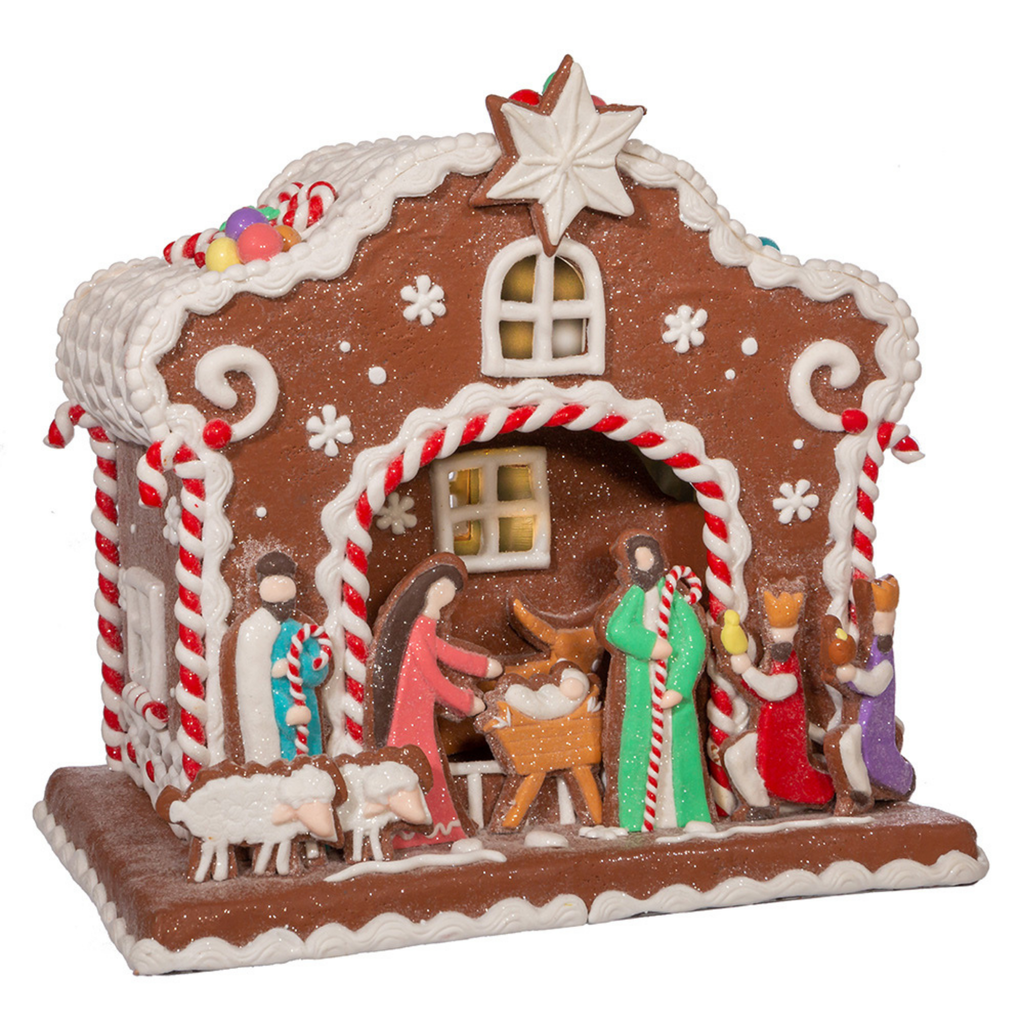 Battery-Operated Light Up Nativity Gingerbread House – The Well ...