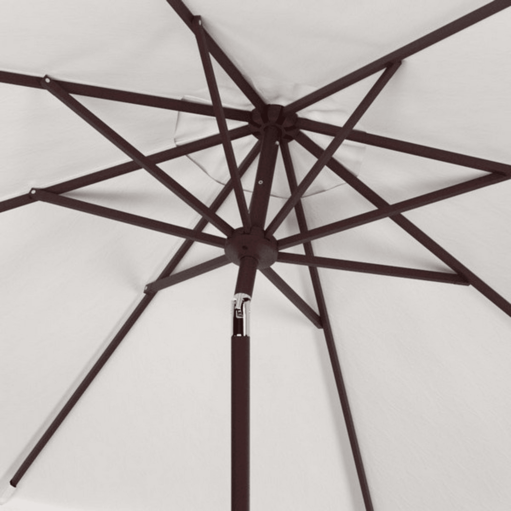 Natural Beige and White 11 Foot Market Crank Outdoor Patio Umbrella - Outdoor Umbrellas - The Well Appointed House