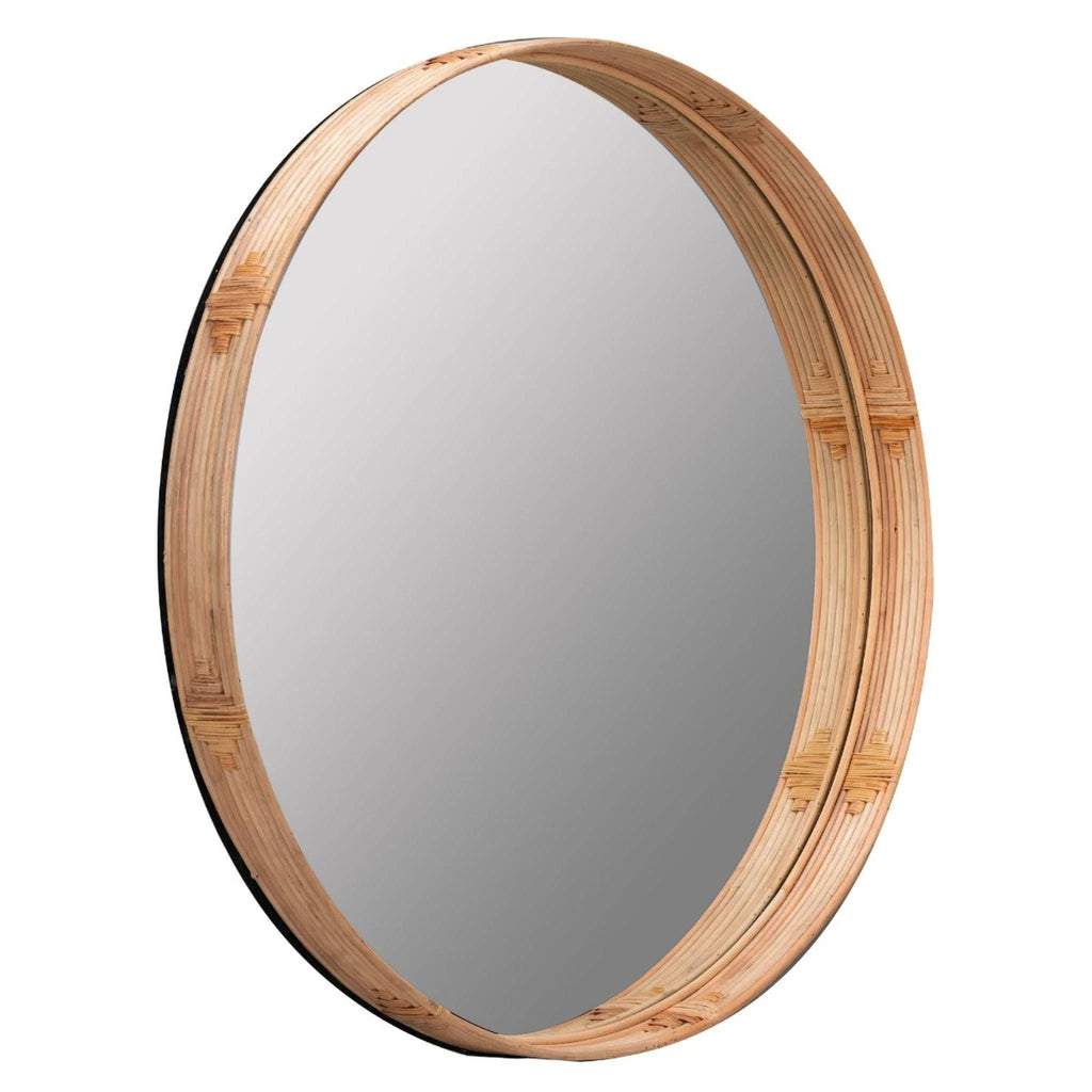 Natural Woven Rattan Framed Round Wall Mirror - Wall Mirrors - The Well Appointed House