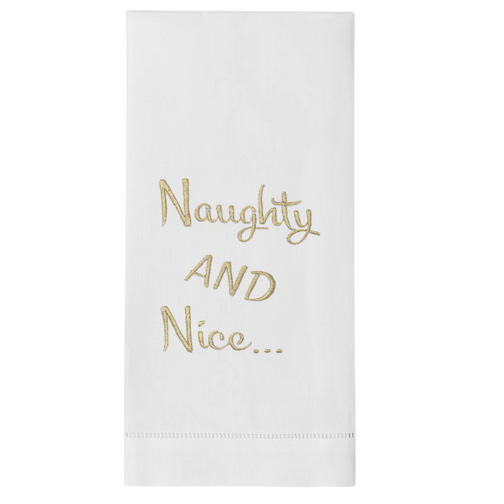 Set of 4 Naughty And Nice Christmas Hand Towels - The Well Appointed House