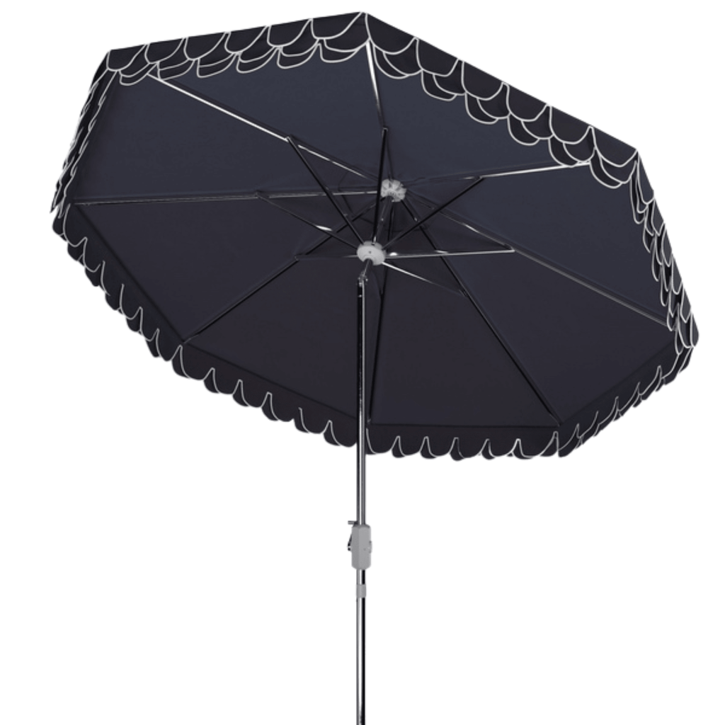 Navy and White Petal Scallop Outdoor Patio Umbrella - Outdoor Umbrellas - The Well Appointed House