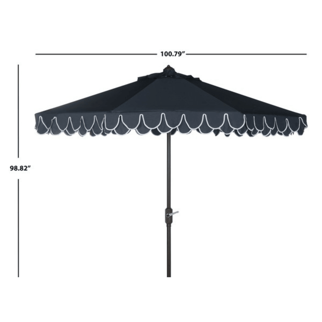 Navy and White Scalloped Outdoor Patio Umbrella - Outdoor Umbrellas - The Well Appointed House