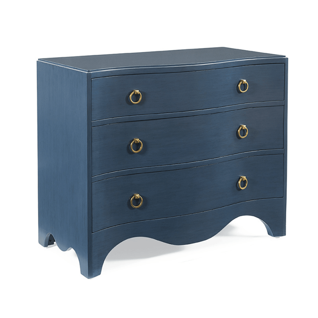 Navy Blue Three Drawer Serpentine Chest - Nightstands & Chests - The Well Appointed House