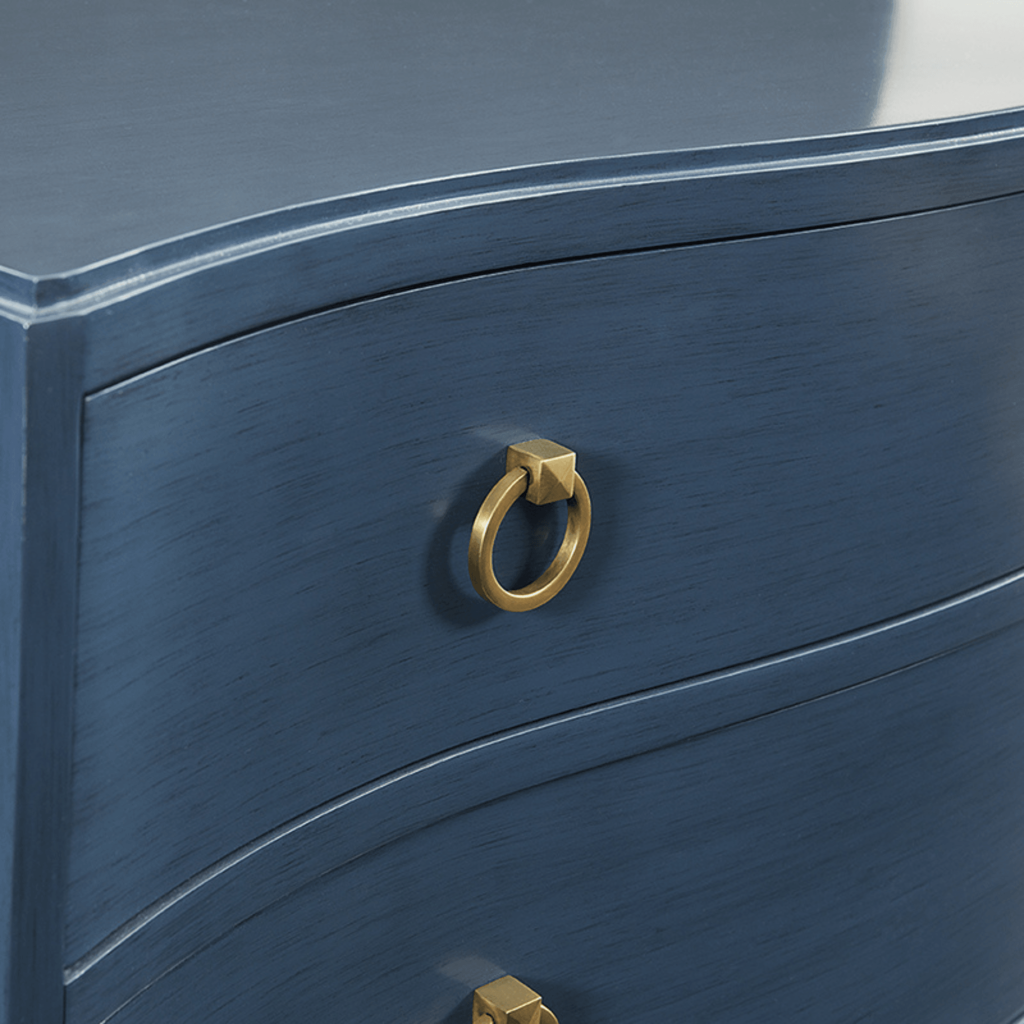 Navy Blue Three Drawer Serpentine Chest The Well Appointed House Navy Blue Three Drawer Serpentine Chest The Well Appointed House