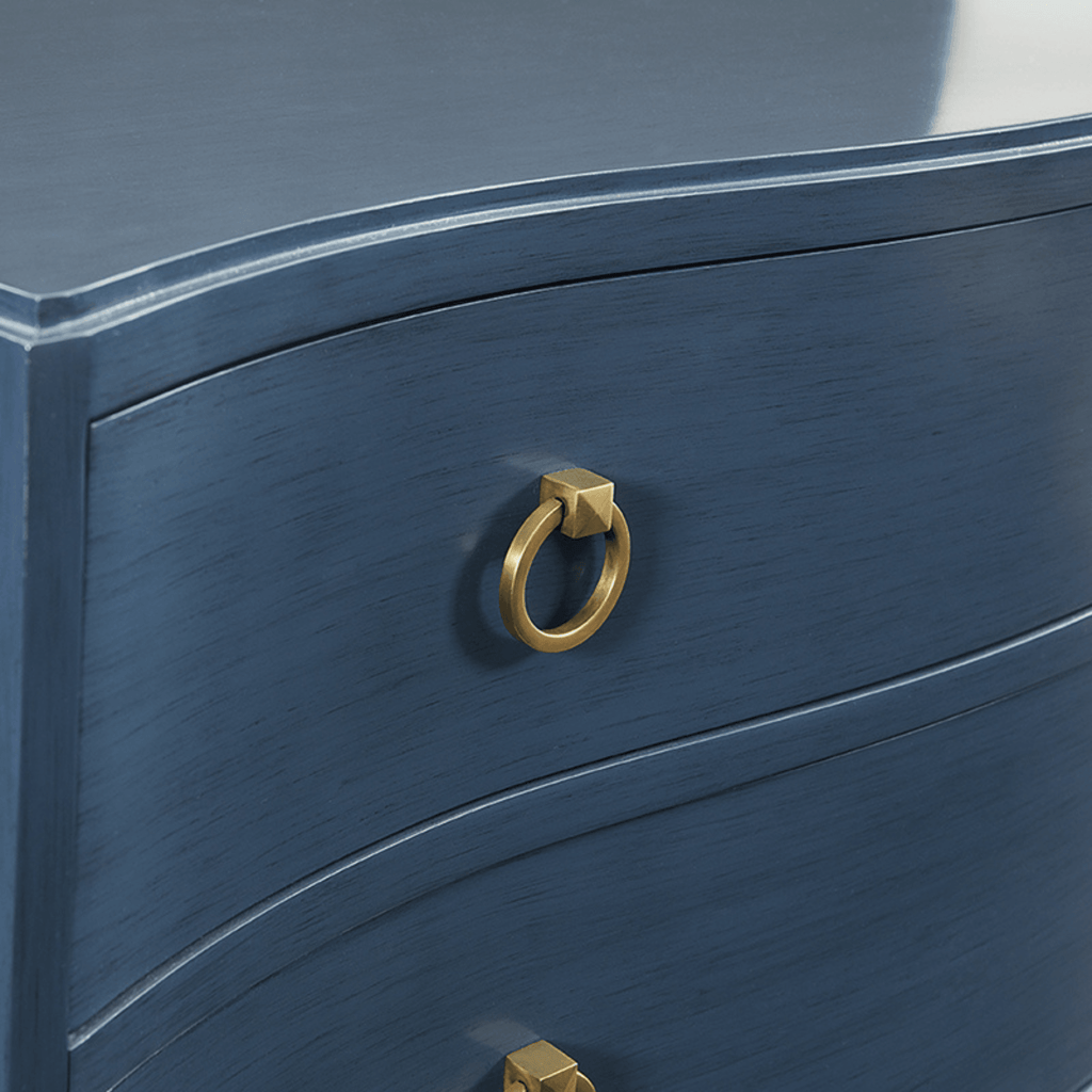 Navy Blue Three Drawer Serpentine Chest - Nightstands & Chests - The Well Appointed House
