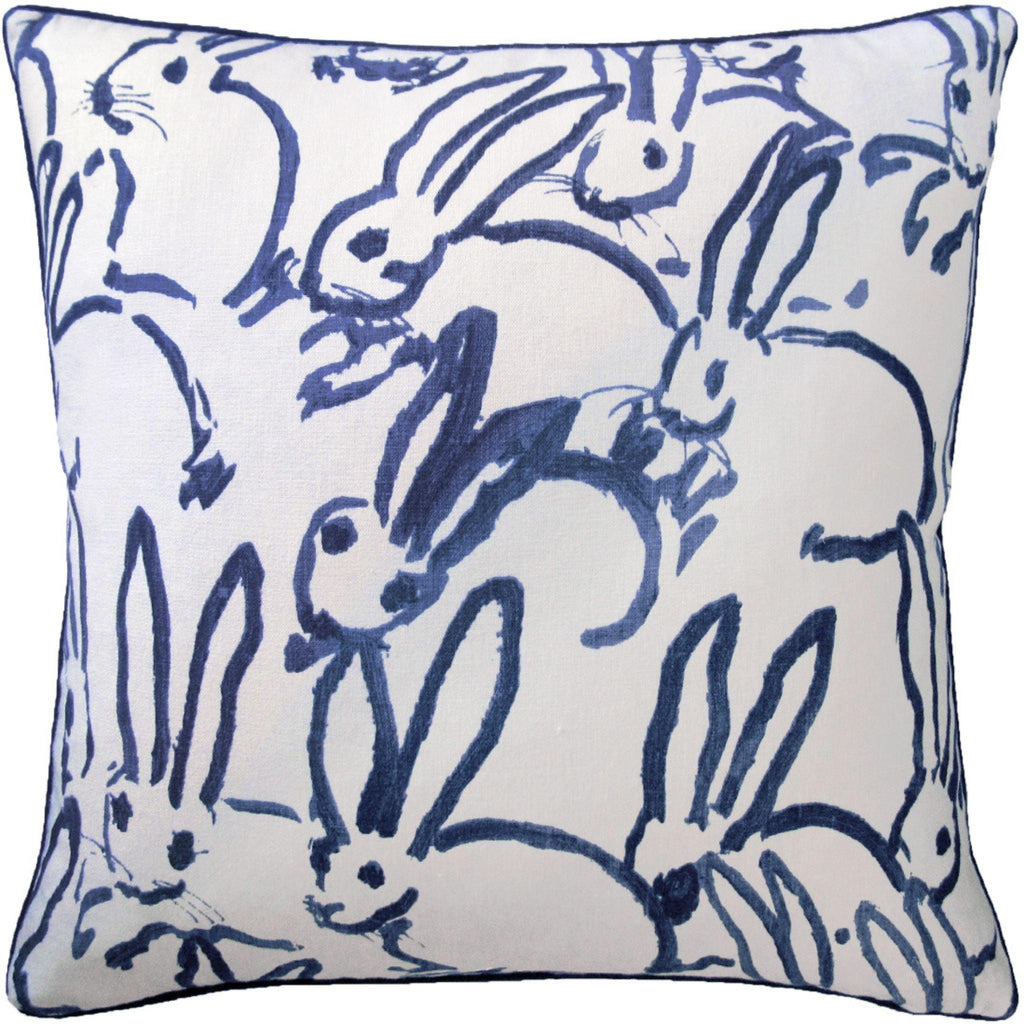 Navy Bunny Design Decorative Linen Throw Pillow - Pillows - The Well Appointed House