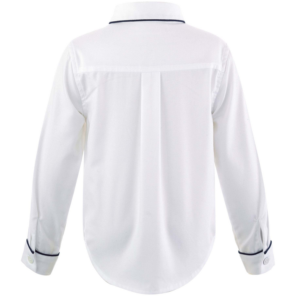 Navy Pique Piped Shirt - The Well Appointed House 