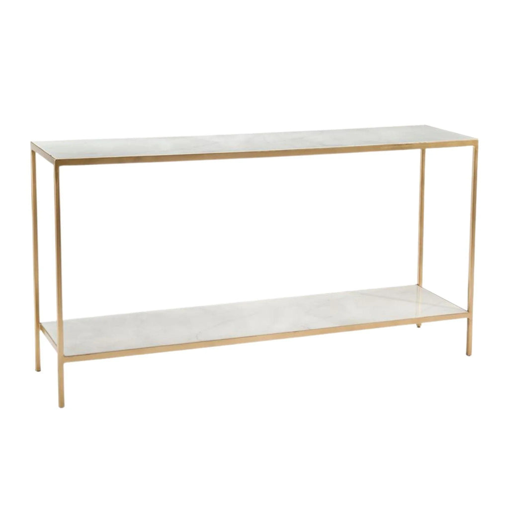 New Orleans White and Gold Sofa Table by Austin A. James - Sideboards & Consoles - The Well Appointed House