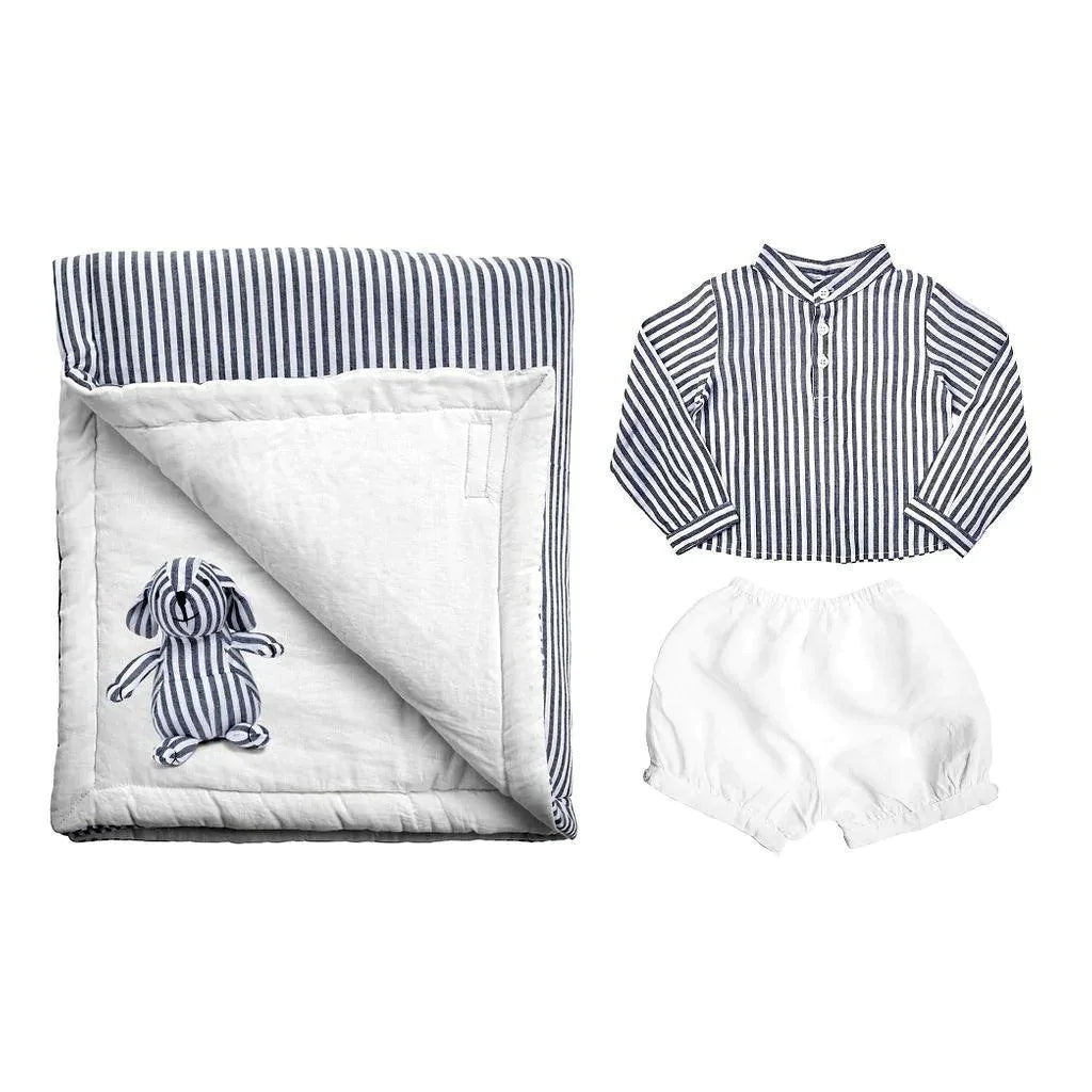 Newborn Three Piece Essentials Gift Set in Blue and White Stripe - Baby Boy Clothing - The Well Appointed House