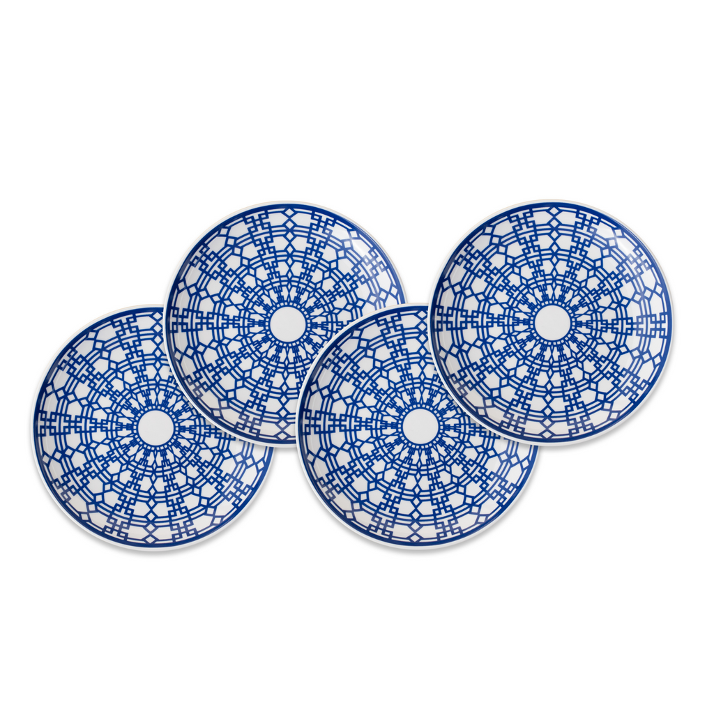 Set of 4 Blue Newport Garden Gate Canapé Plates - The Well Appointed House
