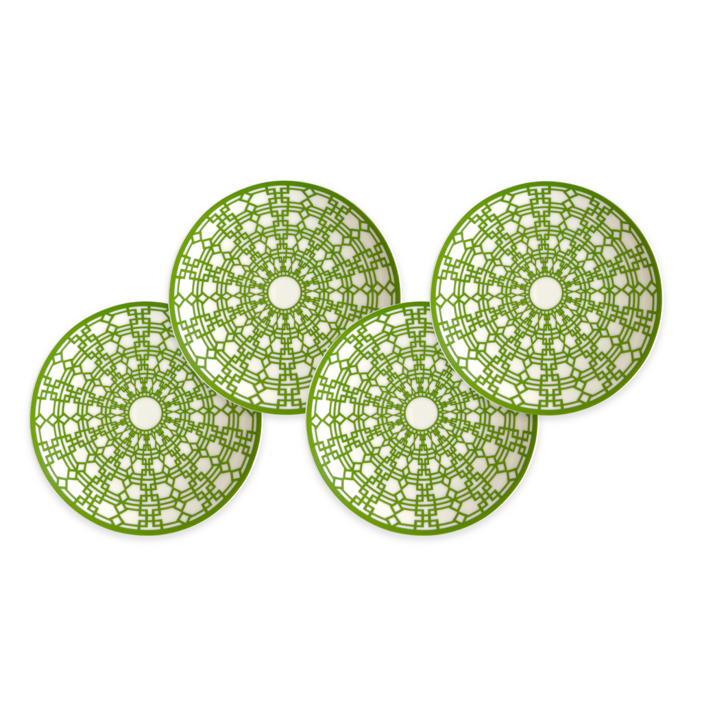 Set of 4 Green Newport Garden Gate Canapé Plates - The Well Appointed House