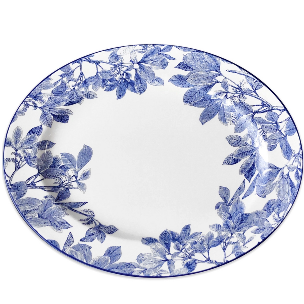 Blue Arbor Large Oval Rimmed Platter - The Well Appointed House