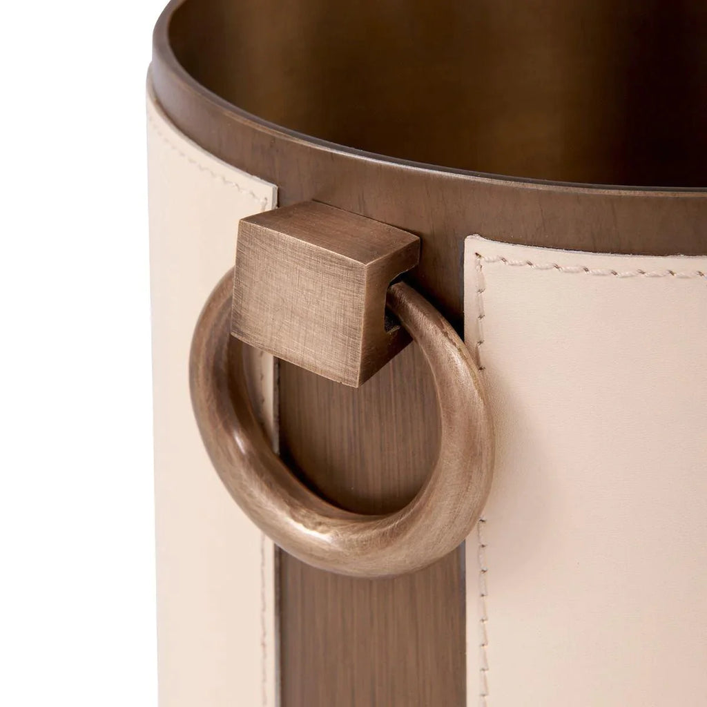 Noah Ivory Leather & Brass Umbrella Stand - Umbrella Stands - The Well Appointed House