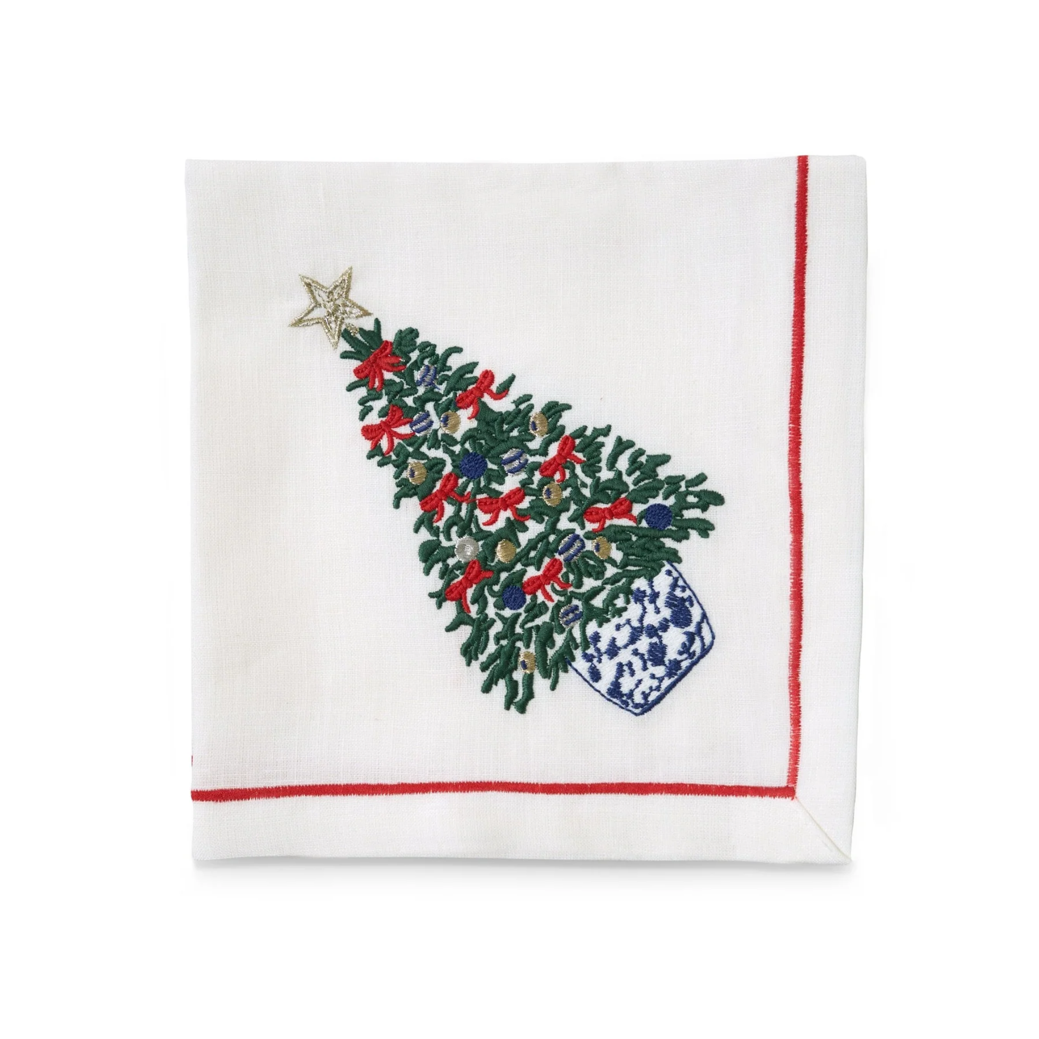 Christmas white embroidered napkins, holiday table decor, cloth dinner  napkins